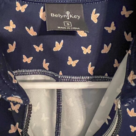 🏷️NWT Belyn Key Ladies Birdie Sleeveless Golf Polo Shirt Butterfly Print Size S - Picture 3 of 8